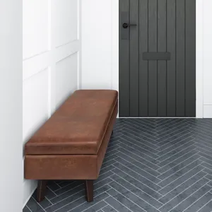 Owen - Rectangular Storage Ottoman - Distressed Saddle Brown