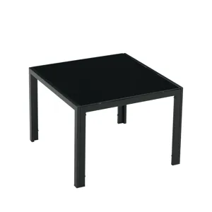 Coffee Table (Set of 2), Square Modern Table With Tempered Glass Finish For Living Room - Black