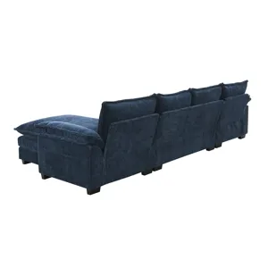 Modern L Shaped Chenille Cloud Sofa With Double Seat Cushions, 5 Seat Upholstered Indoor Furniture, 