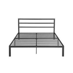 Queen Metal Bed Frame With Headboard - Charcoal Gray