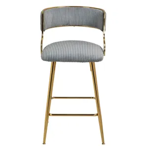 Counter Height Bar Stools, Corduroy Kitchen Island Counter Bar Stools With Back, Golden Chromed Base