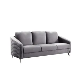 Sofia - Velvet Fabric Sofa, Loveseat Living Room (Set of 2) - Gray