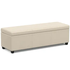 Avalon - Extra Large Storage Ottoman Bench - Satin Cream