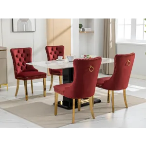 Nikki - Modern, High-End Tufted Solid Wood Contemporary Velvet Upholstered Dining Chair With Golden 