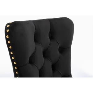 Nikki - Modern, High-End Tufted Solid Wood Contemporary Velvet Upholstered Dining Chair With Golden 