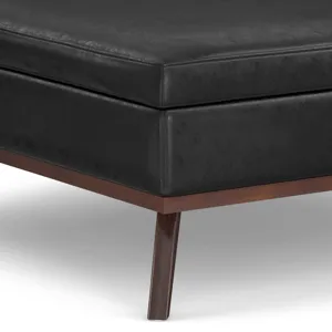 Owen - XL Square Coffee Table Storage Ottoman - Distressed Black