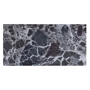 Landon - Table With Glass Black Marble Texture Top And Bent Wood Design - Coffee