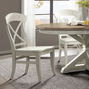 Harola - Cross-Back Dining Side Chairs In (Set of 2) - Smoky White