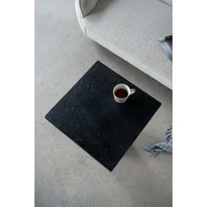 Square Side Table With Pedestal Base - Black