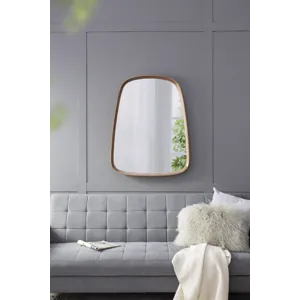 Irrgeular Mirror With Wood Frame, Wall Mirror For Living Room, Bathroom Entryway - Brown