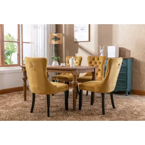 Nikki - Modern, High-End Tufted Solid Wood Contemporary Velvet Upholstered Dining Chair With Wood Le