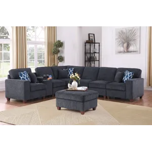 Gina - Sectional Sofa With Ottoman - Black