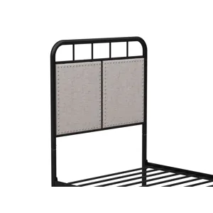 Twin Size Linen Upholstered Platform Metal Bed Frame With Fabric Headboard And Footboard - Brown