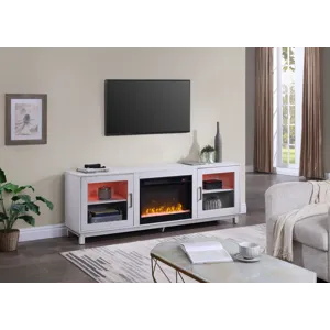 Summit - TV Stand Console With Fireplace - White Walnut Finish