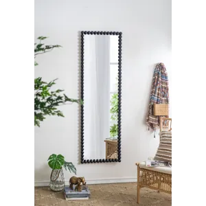 Full Length Mirror With Metal Beaded Frame, Rectangular Oversized Mirror For Living Room Bedroom - B