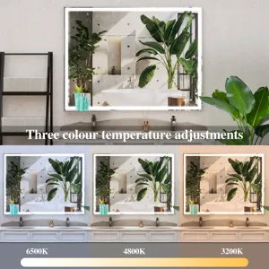 LED Bathroom Vanity Mirror Wall Mounted, Adjustable White / Warm / Natural Lights Anti-Fog Touch Swi