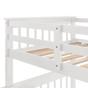 Twin Over Full Stairway Bunk Bed With Drawer, Storage And Guard Rail For Bedroom, Dorm, For Adults -