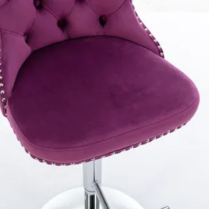 Swivel Velvet Barstools, Adjusatble Seat Height 1712PP (Set of 2) - Purple