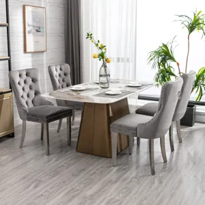 Nikki - Modern, High-End Tufted Solid Wood Contemporary Velvet Upholstered Dining Chair With Chrome 