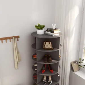 360 Rotating Shoe Cabinet 6 Layers - Gray