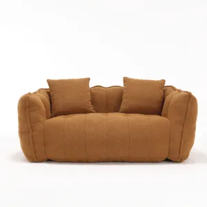 Soft Beanbag Chair With High Resilience Foam Core For Two People - Yellow