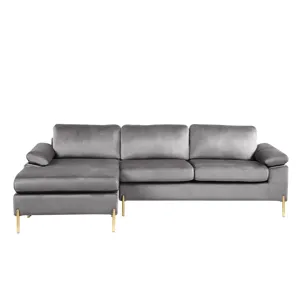 Shannon - Velvet Sectional Sofa With Chaise - Gray