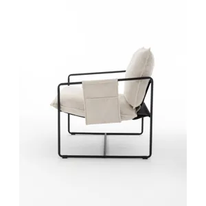 Upholstered Hanging Armchair With Arm Pocket Metal Frame, Crushed Foam Cushions And Skin-Friendly Br