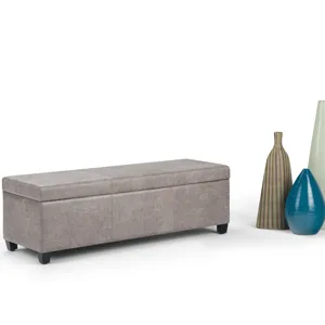 Avalon - Storage Ottoman Bench - Distressed Grey Taupe