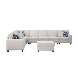 Ted - Sectional Sofa With Ottoman - Beige