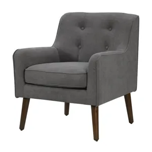 Ryder - Mid Century Modern Woven Fabric Tufted Armchair - Gray