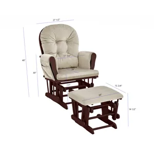 Mason - Glider And Ottoman Espresso Wood - Beige Fabric