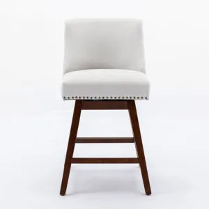 Counter Height Swivel Barstools, Upholstered Bar Stools (Set of 2) - Ivory