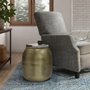 Griffen - Metal Storage Accent Table - Antique Gold
