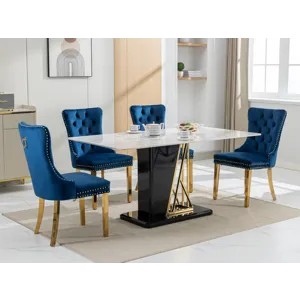 Nikki - Modern, High-End Tufted Solid Wood Contemporary Velvet Upholstered Dining Chair With Golden 