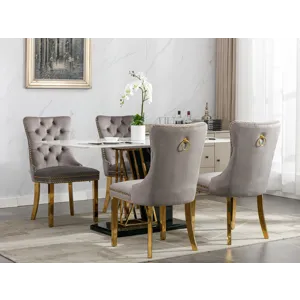 Nikki - Modern, High-End Tufted Solid Wood Contemporary Velvet Upholstered Dining Chair With Golden 