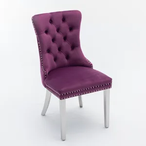 Nikki - Modern, High-End Tufted Solid Wood Contemporary Velvet Upholstered Dining Chair With Chrome 