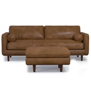Morrison - 89\" Sofa and Ottoman Set - Caramel Brown
