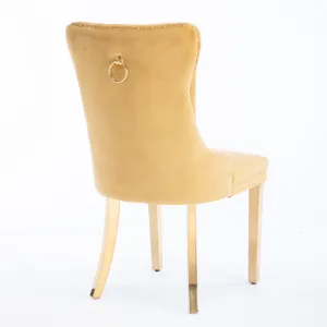 Nikki - Modern, High-End Tufted Solid Wood Contemporary Velvet Upholstered Dining Chair With Golden 