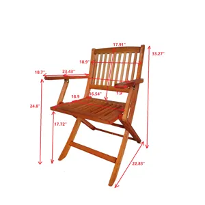 5 Piece Patio Dining Set, 4 Folding Chairs & 1 Dining Table, Indoor And Outdoor Universal - Teak