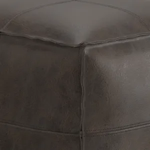 Sheffield - Square Pouf - Distressed Dark Brown