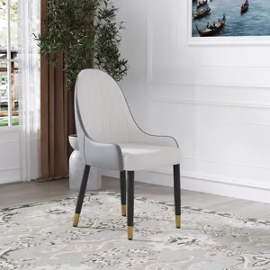 Modern PU Sponge-Filled Dining Chair, Solid Wood Metal Legs, Suitable For Restaurants, Living Rooms 