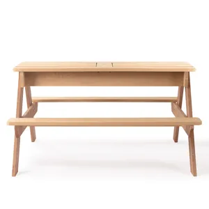 3-In-1 Kids Outdoor Wooden Picnic Table With Umbrella, Convertible Sand & Water, ASTM & CPSIA Certif