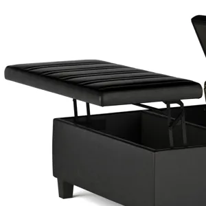 Ellis - Coffee Table Storage Ottoman - Distressed Black