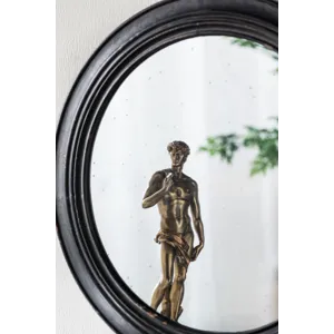 Circle Wall Mirror With Wooden Frame, Antique Classic Accent Mirror - Black