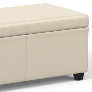 Avalon - Extra Large Storage Ottoman Bench - Satin Cream