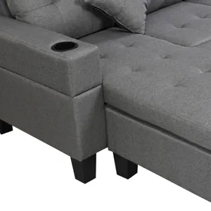 Sectional Sofa Set For Living Room With L Shape Chaise Lounge, Cup Holder And Left Or Right Hand Cha