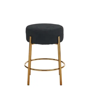 Round Bar Stools (Set of 2), Contemporary Upholstered Dining Stools For Kitchens, Coffee Shops And B