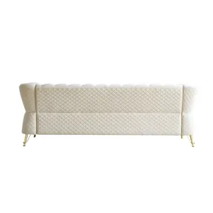 Modern Tufted Velvet Sofa For Living Room - Beige