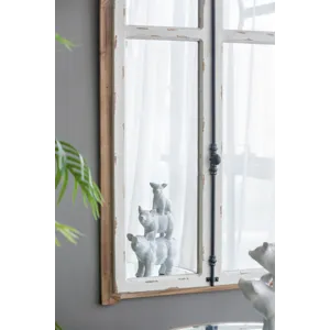 Arch Wood Wall Mirror - Brown Antique White