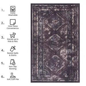 5\' x 8\' Area Rug, Washable Rug, Low-Pile, Non-Slip, Non-Shedding, Foldable, Kid & Pet Friendly Are